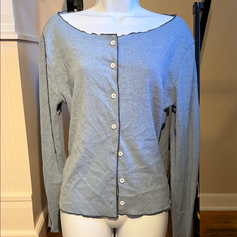 Light Blue Women's Button-Front Cardigan Sweater